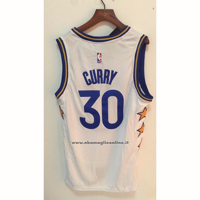 Maglia Golden State Warriors Stephen Curry #30 Champs Whitestars 2022-23 Bianco